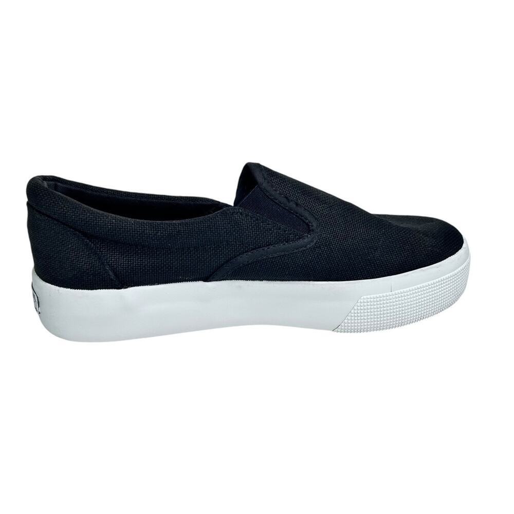 Superga Black White Womens Canvas Low Top Slip On Platform Slip On Sneaker - Picture 6 of 10
